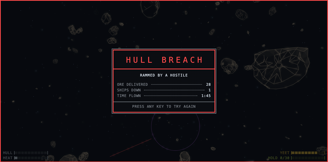 The hull breach card at the end of a run