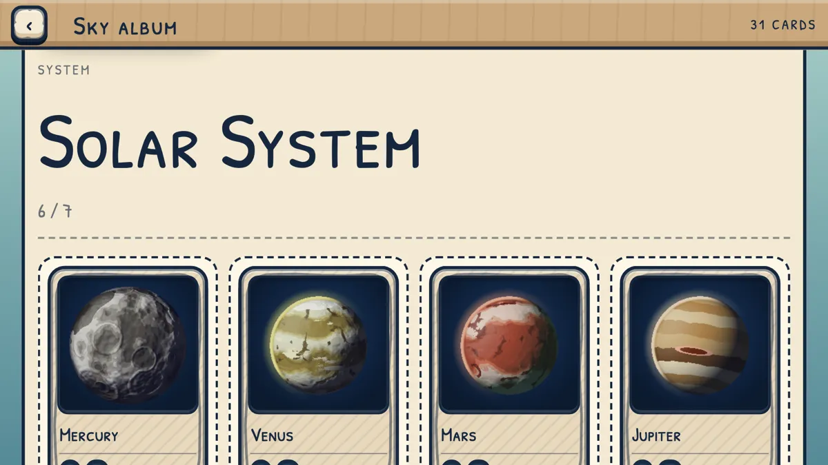 Little Planets: the Solar System page of the album